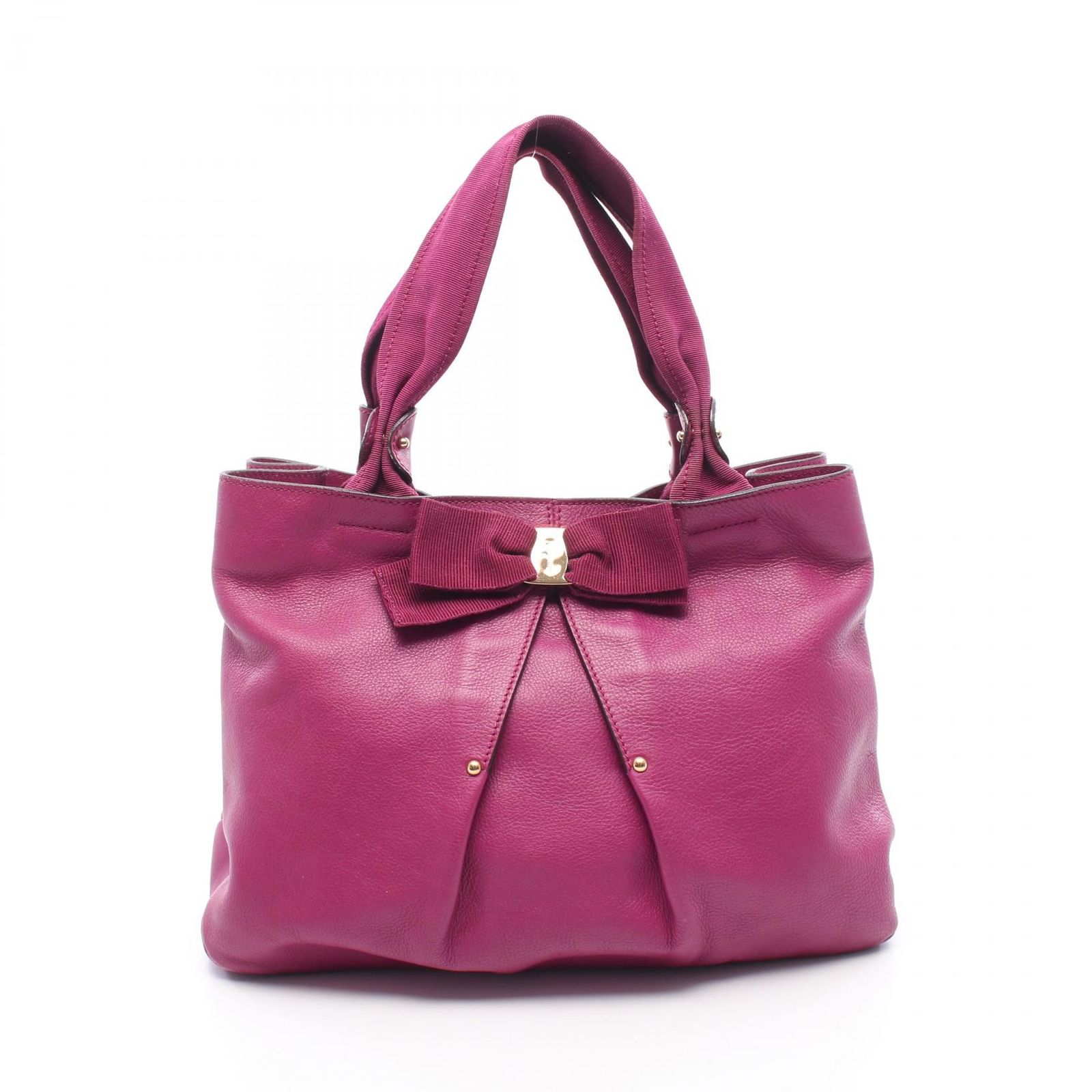 サルヴァトーレフェラガモ Salvatore Ferragamo トートバッグ ヴァラリボン 21 B665 パープル レザー ヴァラリボン ハンドバッグ レディース Used B