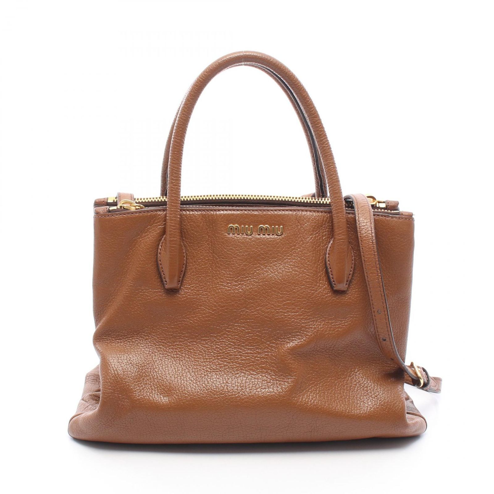 ミュウ ミュウ Miu Miu ハンドバッグ MADRAS マドラス 2WAY RN0941 ブラウン レザー 2wayショルダー レディース Used B