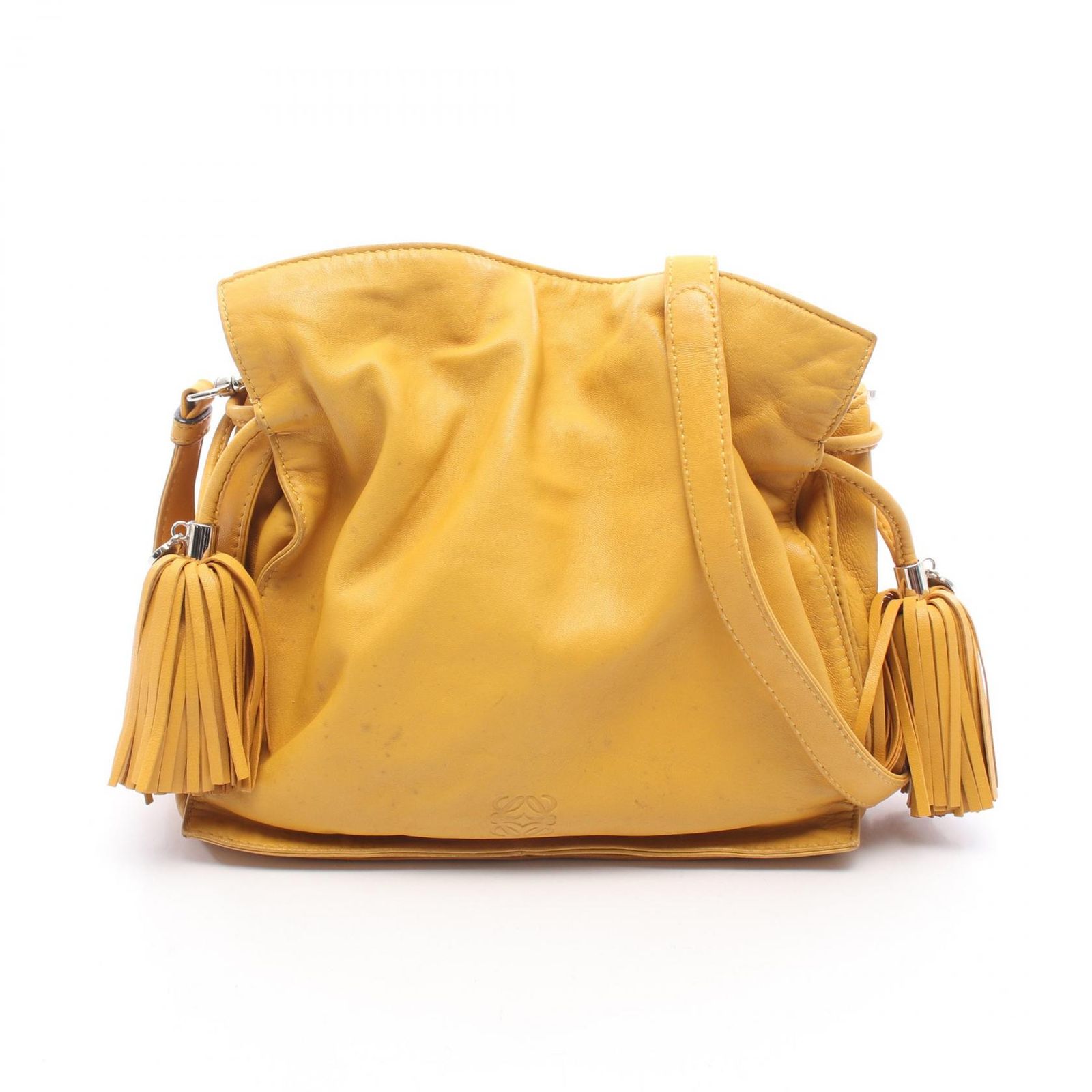 ロエベ LOEWE ショルダーバッグ フラメンコ22 タッセル マスタード レザー フラメンコ22 ショルダー レディース Used B