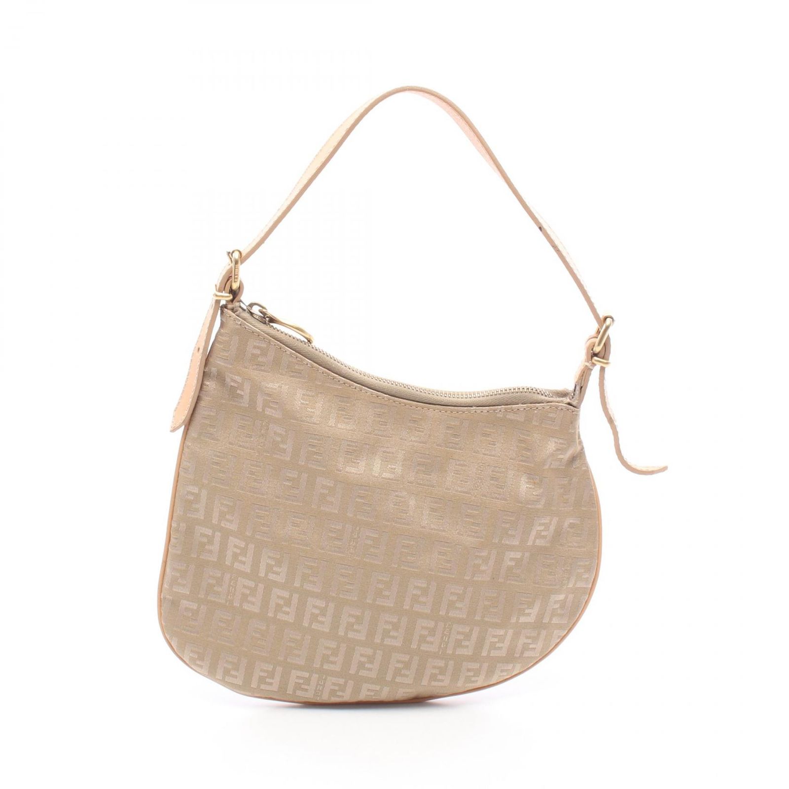 フェンディ FENDI ショルダーバッグ ズッキーノ ベージュ/ブラウン キャンバス レザー ズッキーノ ハンド レディース Used B