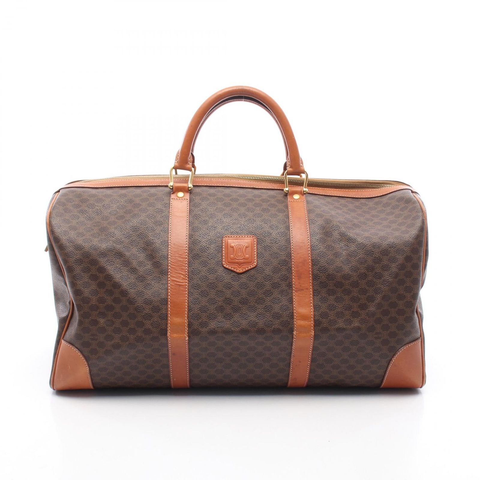 セリーヌ CELINE ボストンバッグ マダカム ダークブラウン PVCコーティングキャンバス レザー マダカム ボストンバッグ レディース Used B