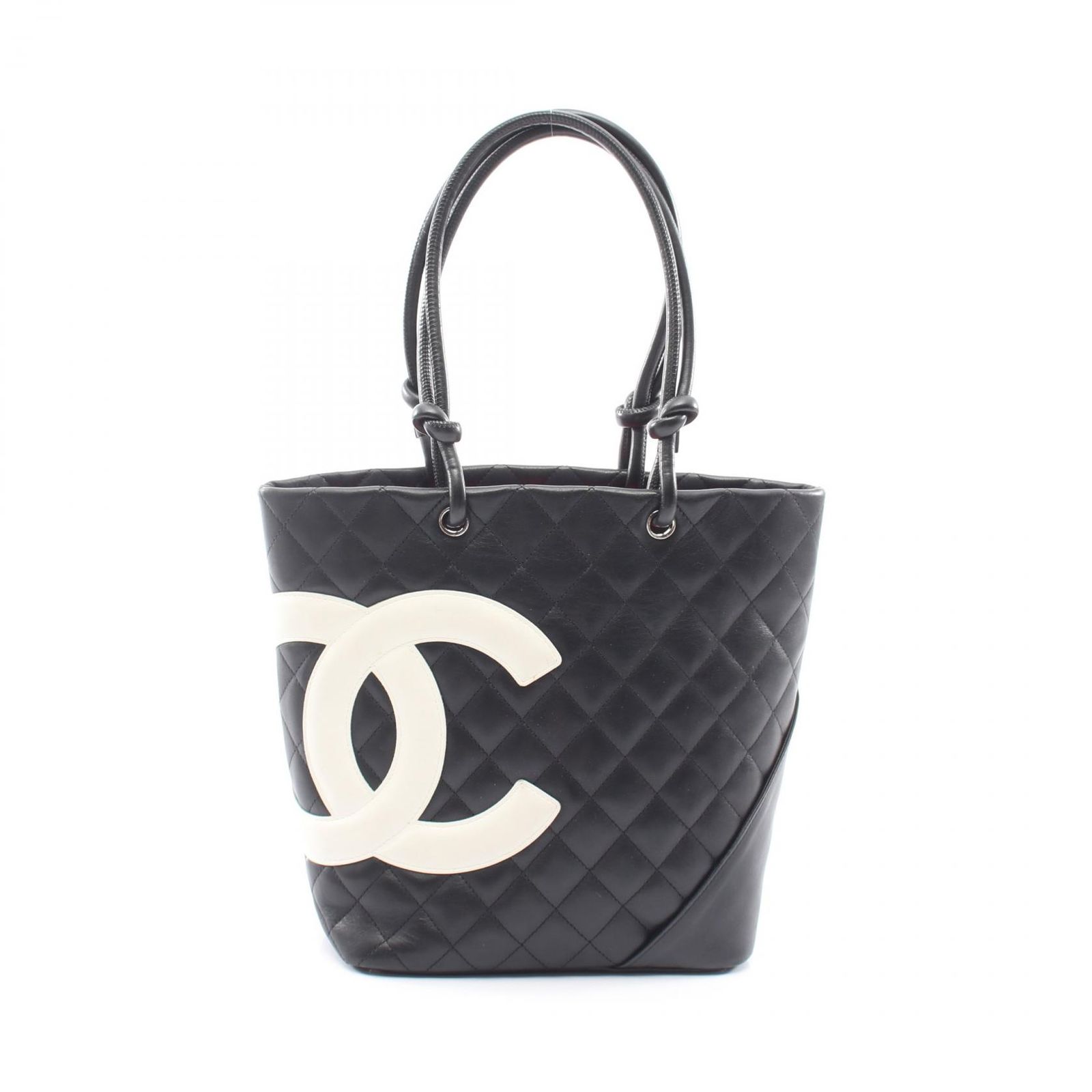 シャネル CHANEL トートバッグ カンボンライン ミディアム A25167 ブラック/ホワイト レザー カンボンライン ミディアムトート レディース Used B