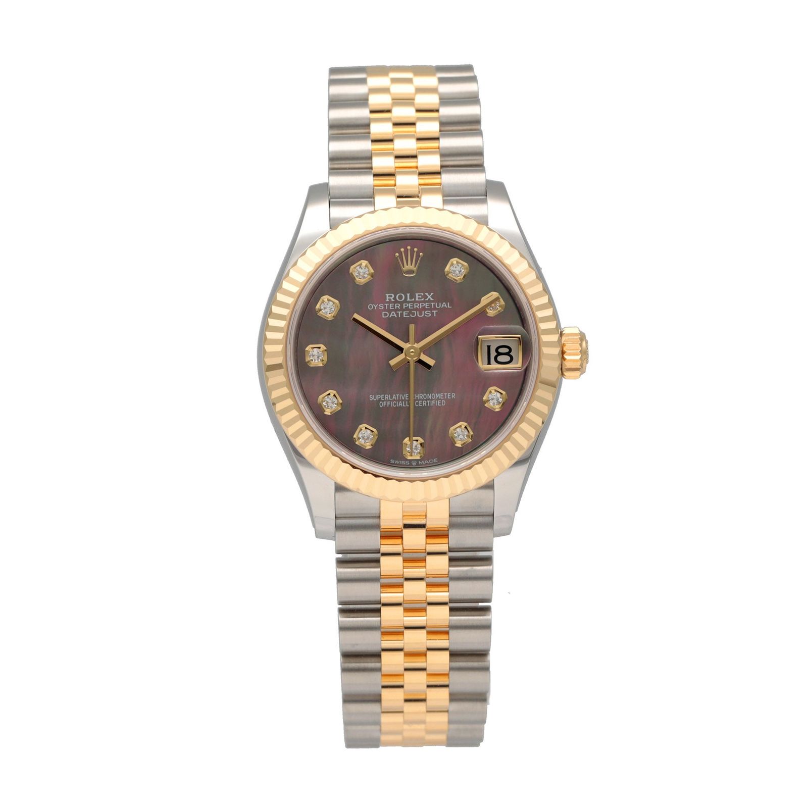 【新品】 ロレックス 時計 デイトジャスト 31 10P インデックスダイヤ 278273NG ブラック シェル文字盤 自動巻き ROLEX Datejust 31 レディース マザーオブパール
