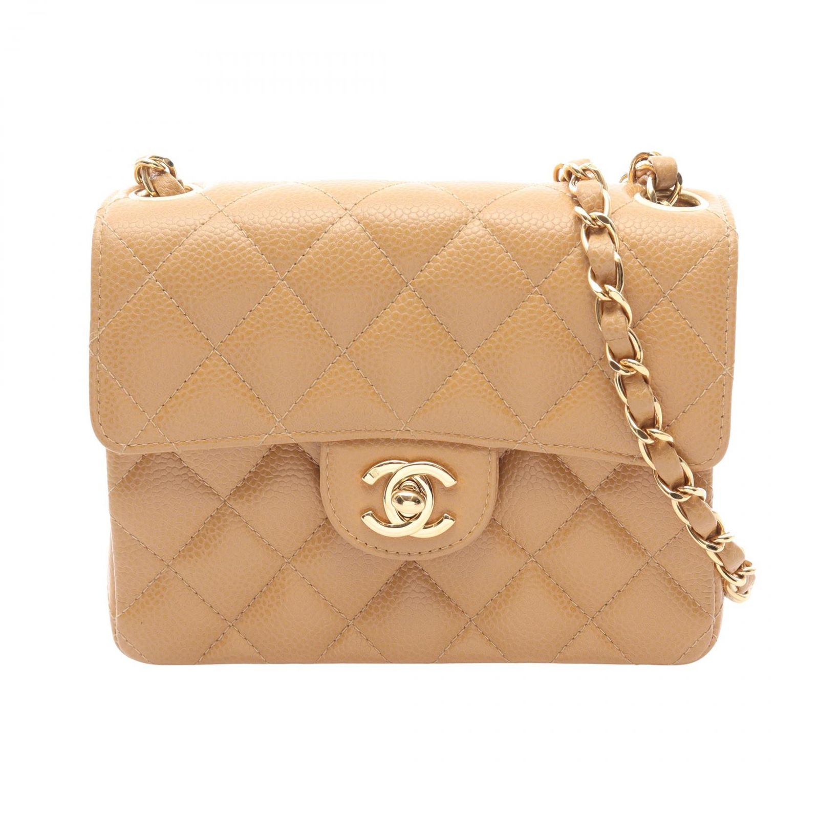 シャネル CHANEL ショルダーバッグ ミニマトラッセ ベージュ キャビアスキン(グレインドカーフ) ミニマトラッセ チェーンショルダー レディース Used A