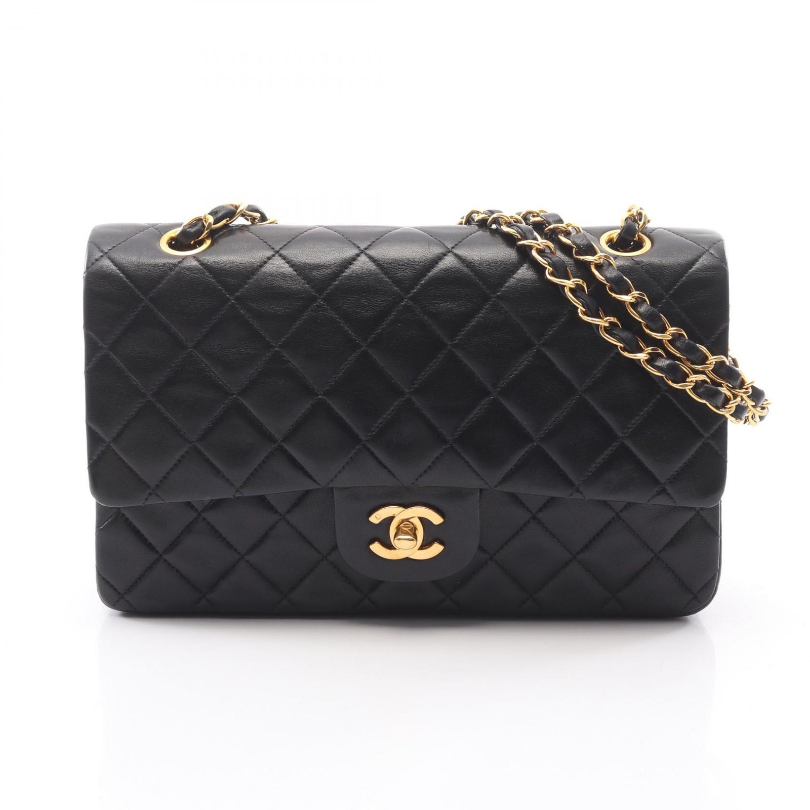 シャネル CHANEL ショルダーバッグ マトラッセ Wフラップ ブラック ラムスキン（羊革） マトラッセ ダブルフラップ チェーンショルダー レディース Used A