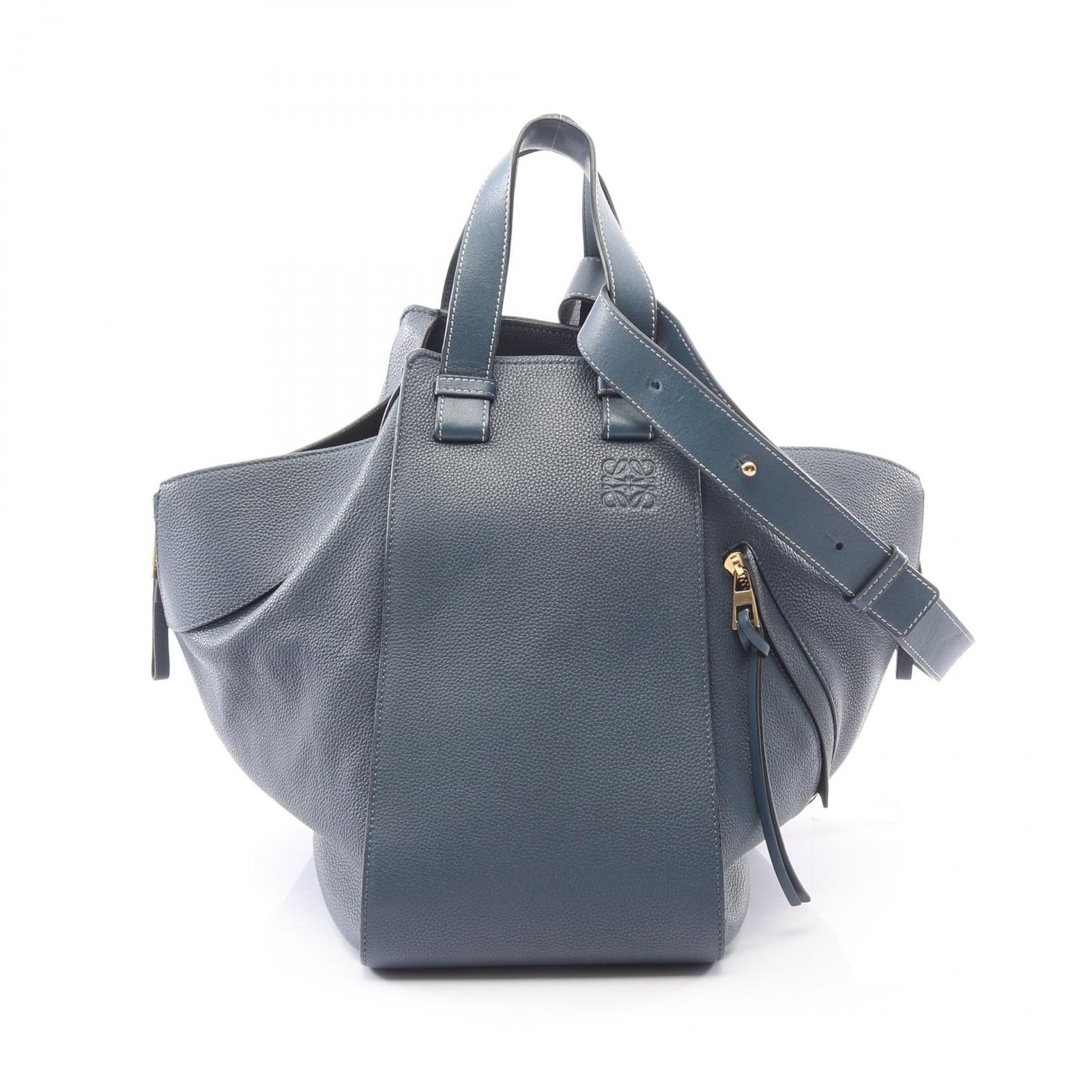 ロエベ LOEWE ハンドバッグ HAMMOCK MEDIUM ハンモック ミディアム 2WAY ネイビー レザー ハンモック ミディアム レディース Used B