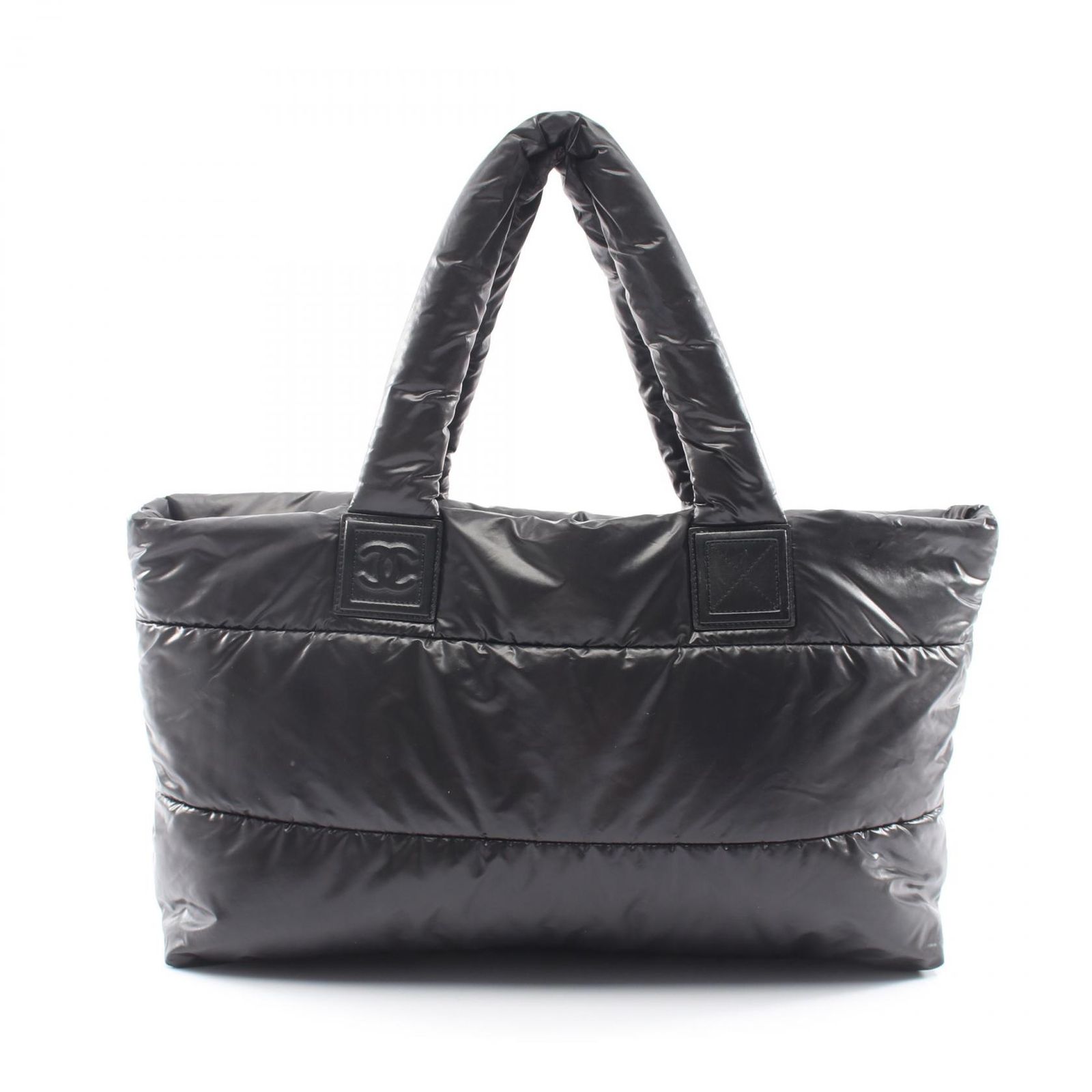 シャネル CHANEL トートバッグ コココクーン ブラック ナイロン レザー ココ・コクーン トートバッグ レディース Used A