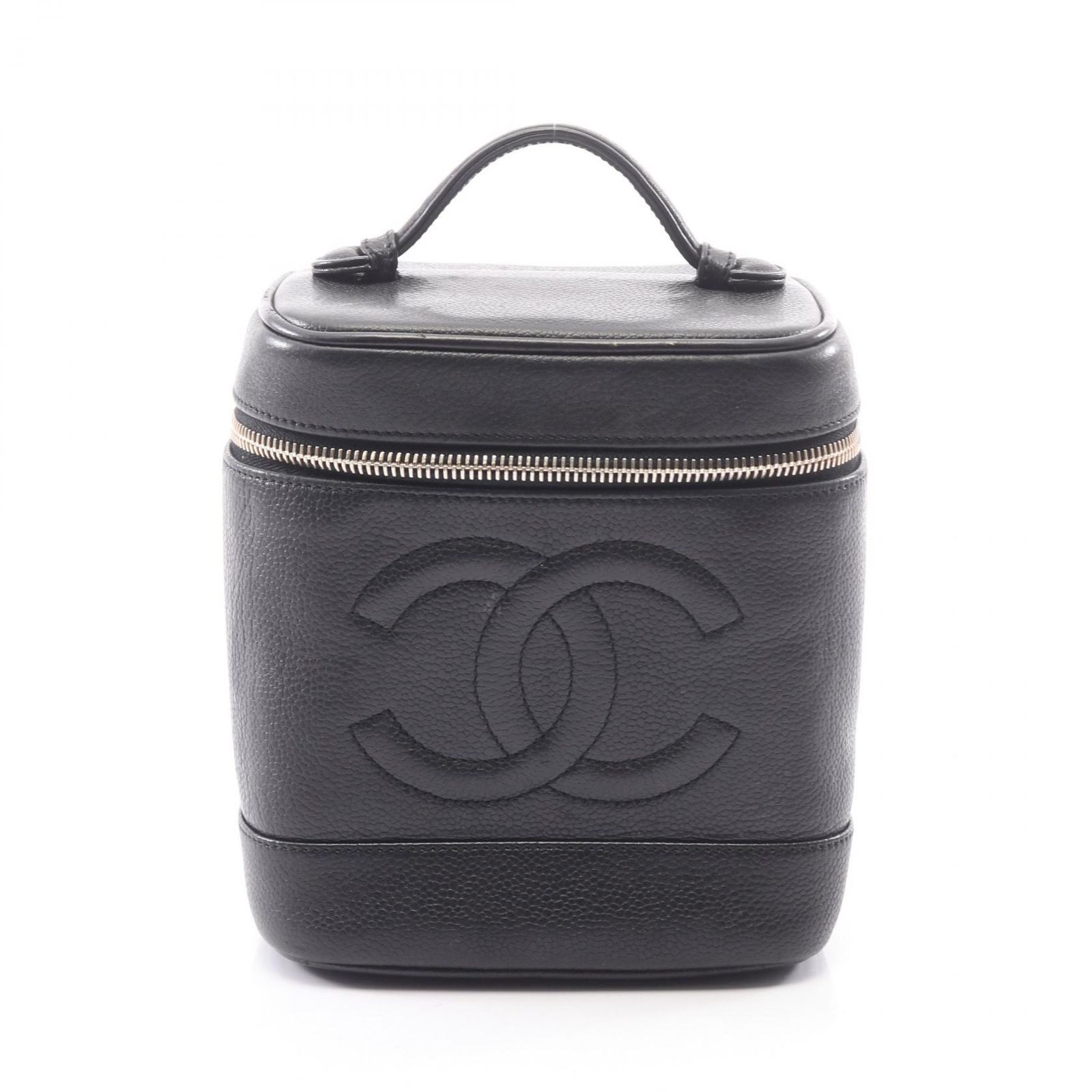 シャネル CHANEL ハンドバッグ ココマーク A01998 ブラック キャビアスキン(グレインドカーフ) ココマーク 縦型バニティ レディース Used B