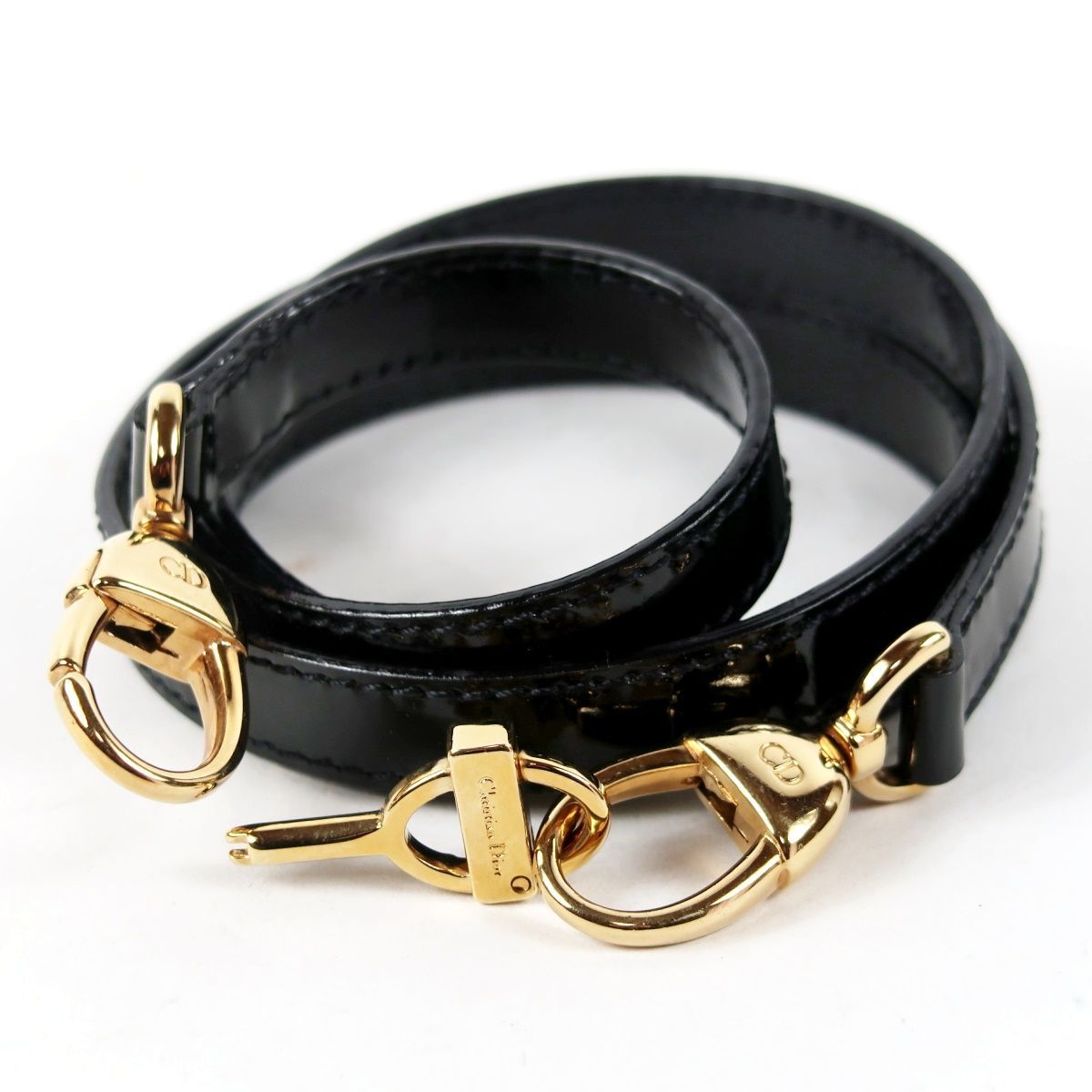 【美品】Christian Dior ディオール レディディオール用 パテント エナメル ショルダーストラップ ブラック系 付属品【UK10】