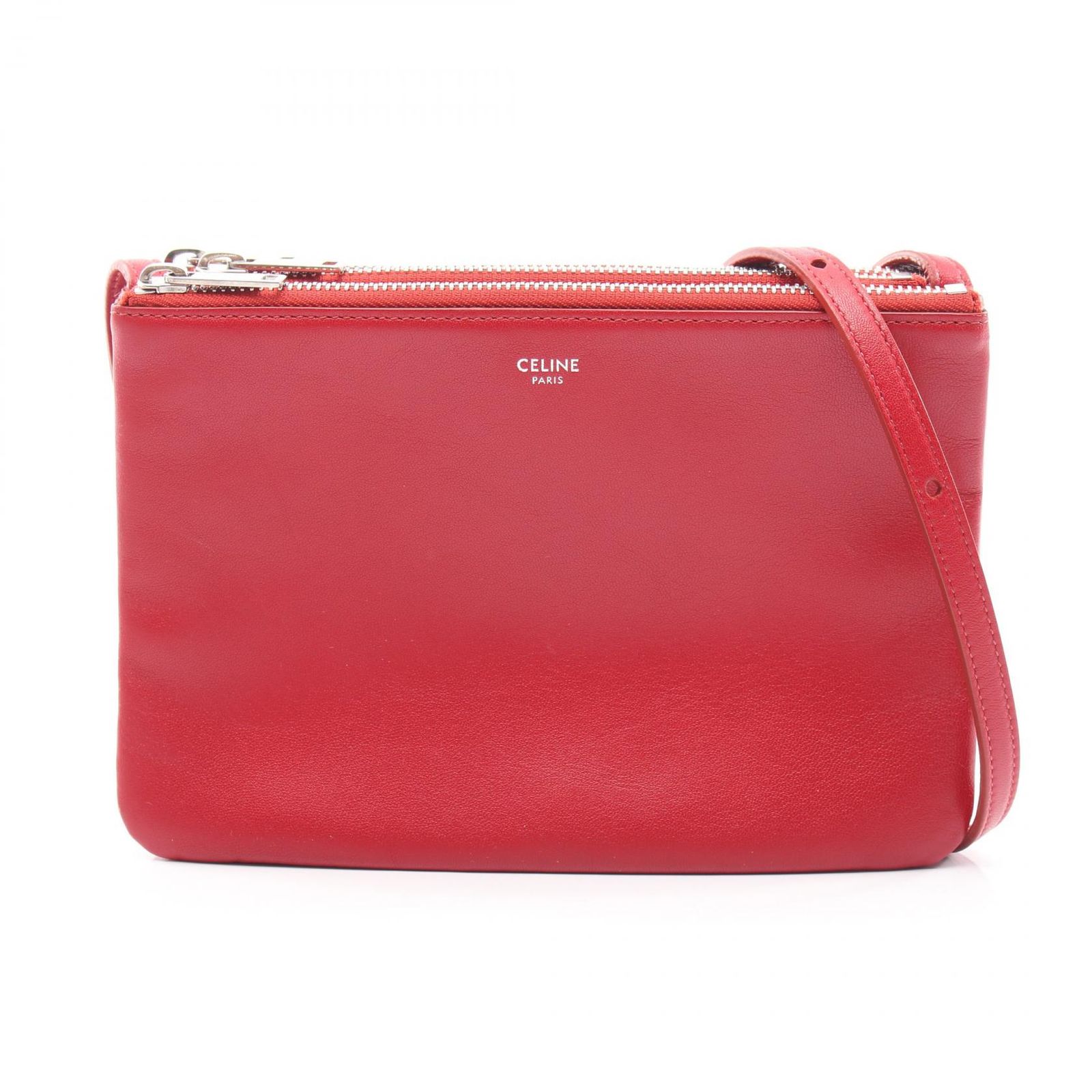 セリーヌ CELINE ショルダーバッグ TRIO SMALL トリオ スモール 187603 レッド レザー トリオ スモール レディース Used A