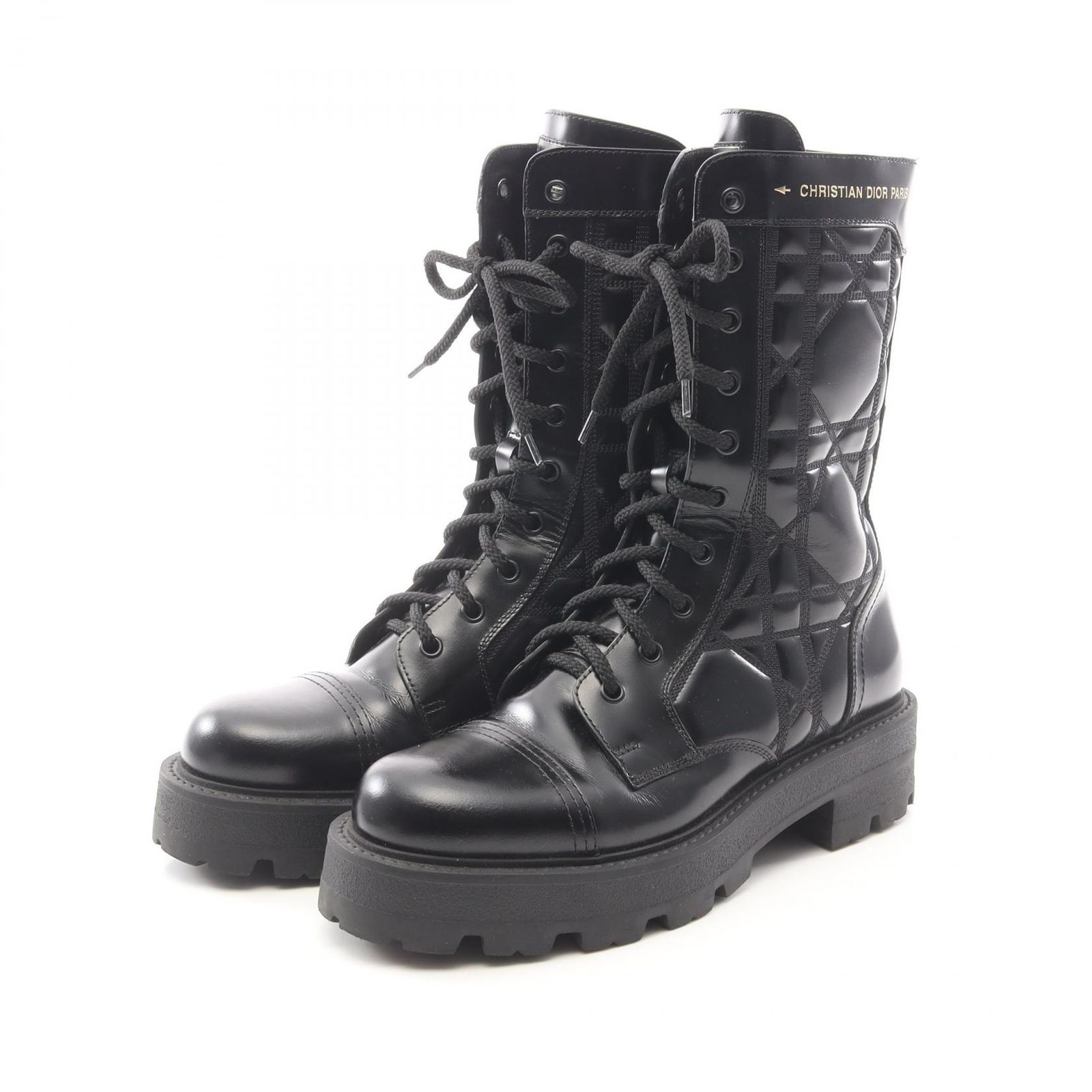 クリスチャンディオール Christian Dior ブーツ D-UNIT カナージュ レザー ブーツ レディース Used B