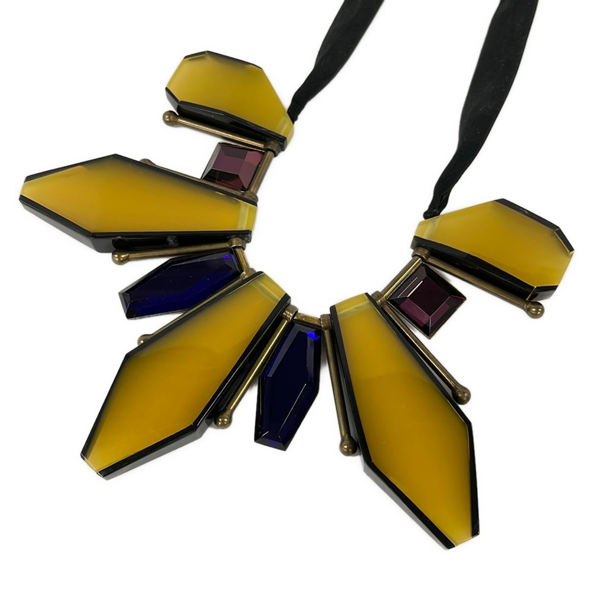 MARNI(マルニ) ネックレス美品 - ゴールド×ダークイエロー×マルチ