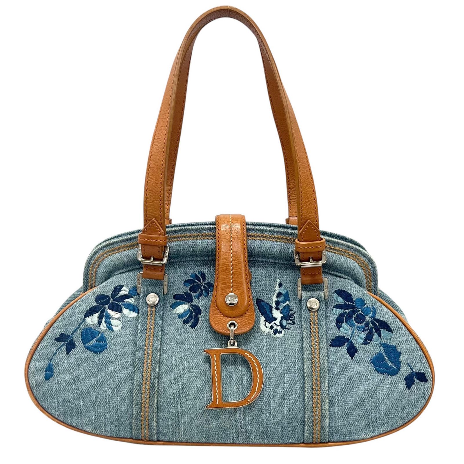 【中古】Dior ディオール ハンドバッグ ジョン・ガリアーノ ハンドバッグ / 560g ブルー レディース フラワー刺繍
