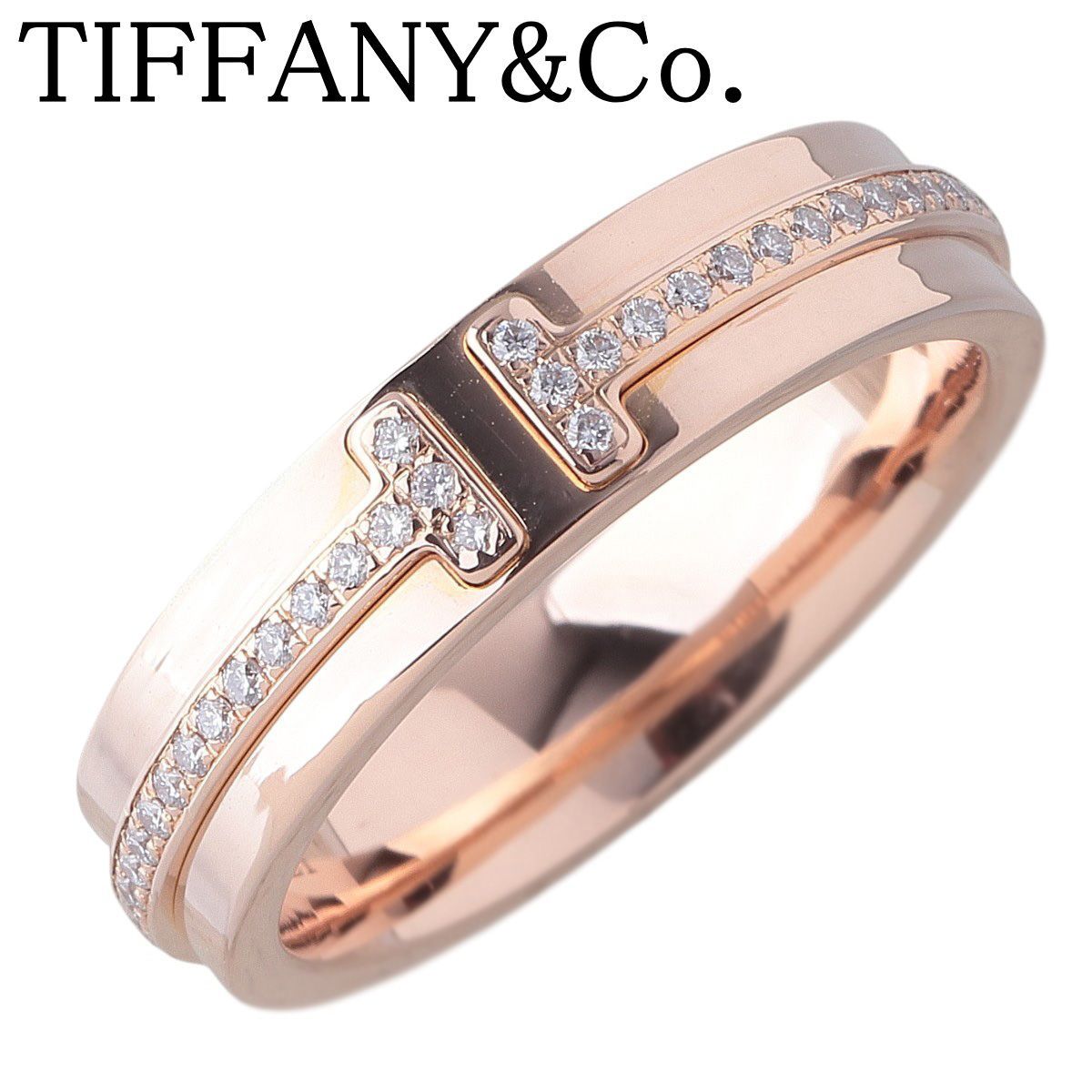 ティファニー ダイヤ リング T TWO 9号 AU750PG 新品仕上げ済 TIFFANY【26061】