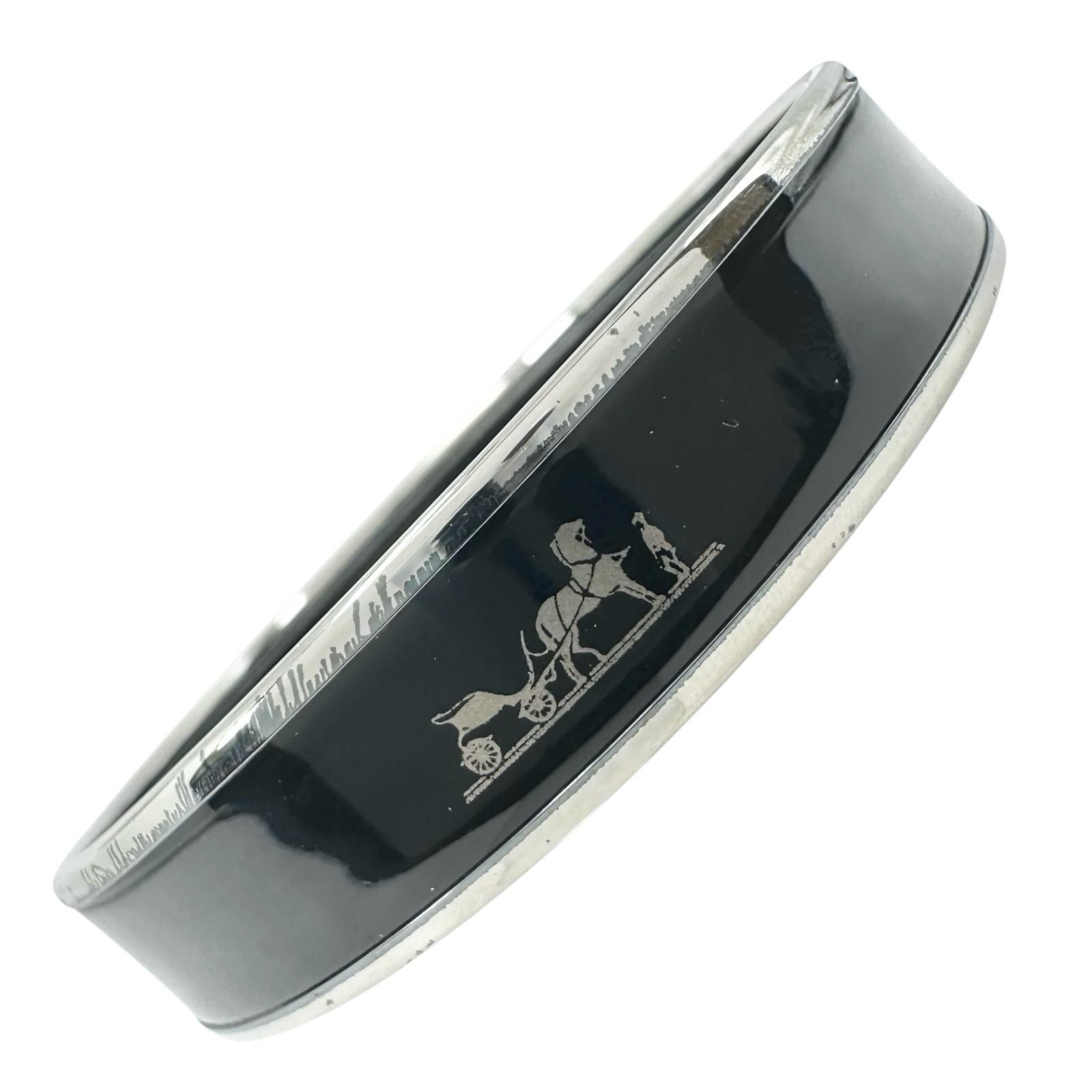 HERMES エマイユ GP ブラック バングル シルバー
