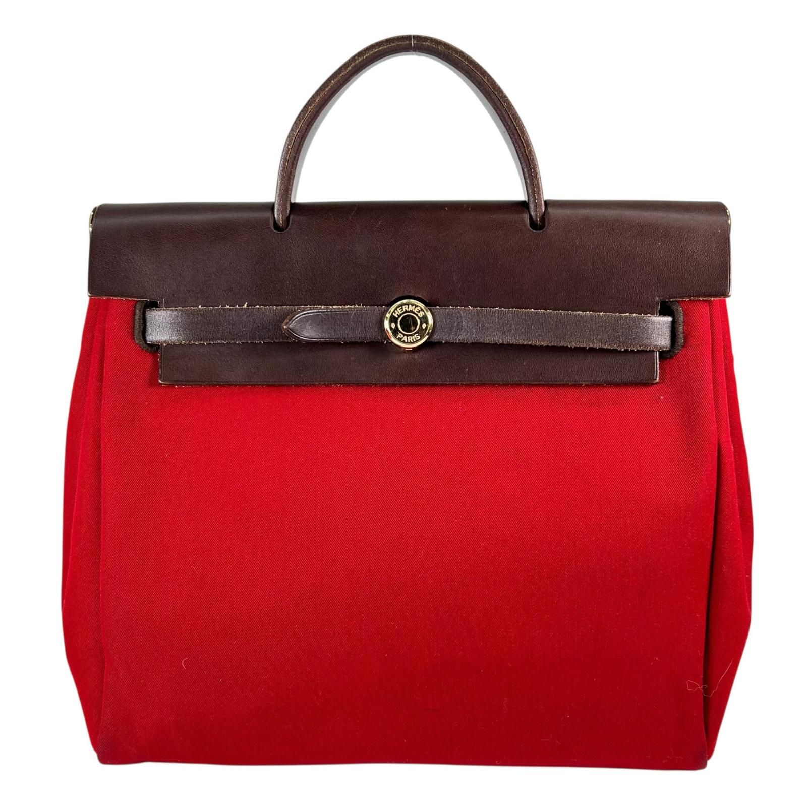 HERMES エールバッグ アドPM トワルミロード レザー オレンジ×ブラウン×レッド バックパック ゴールド