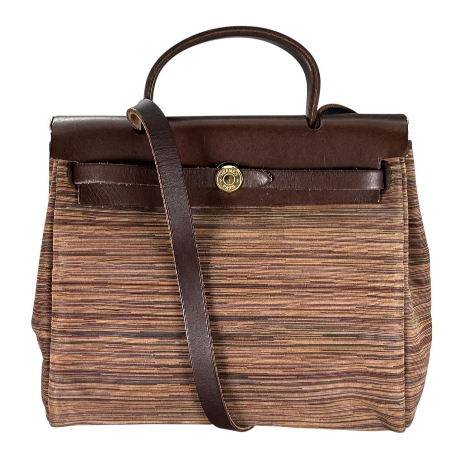 HERMES エールバッグPM ヴィブラート レザー ブラウン ショルダーバッグ ゴールド