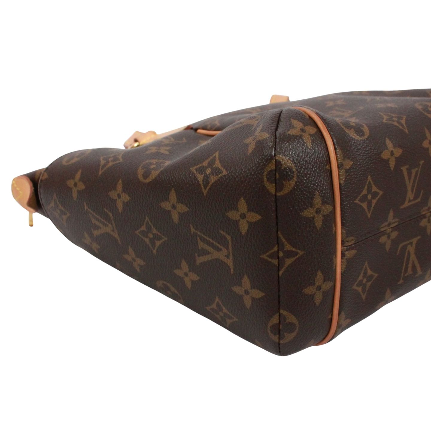 LOUIS VUITTON トータリーPM モノグラム レザー×PVC ブラウン トート 