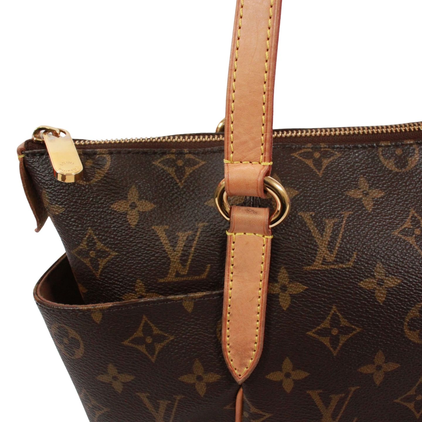 LOUIS VUITTON トータリーPM モノグラム レザー×PVC ブラウン トート 