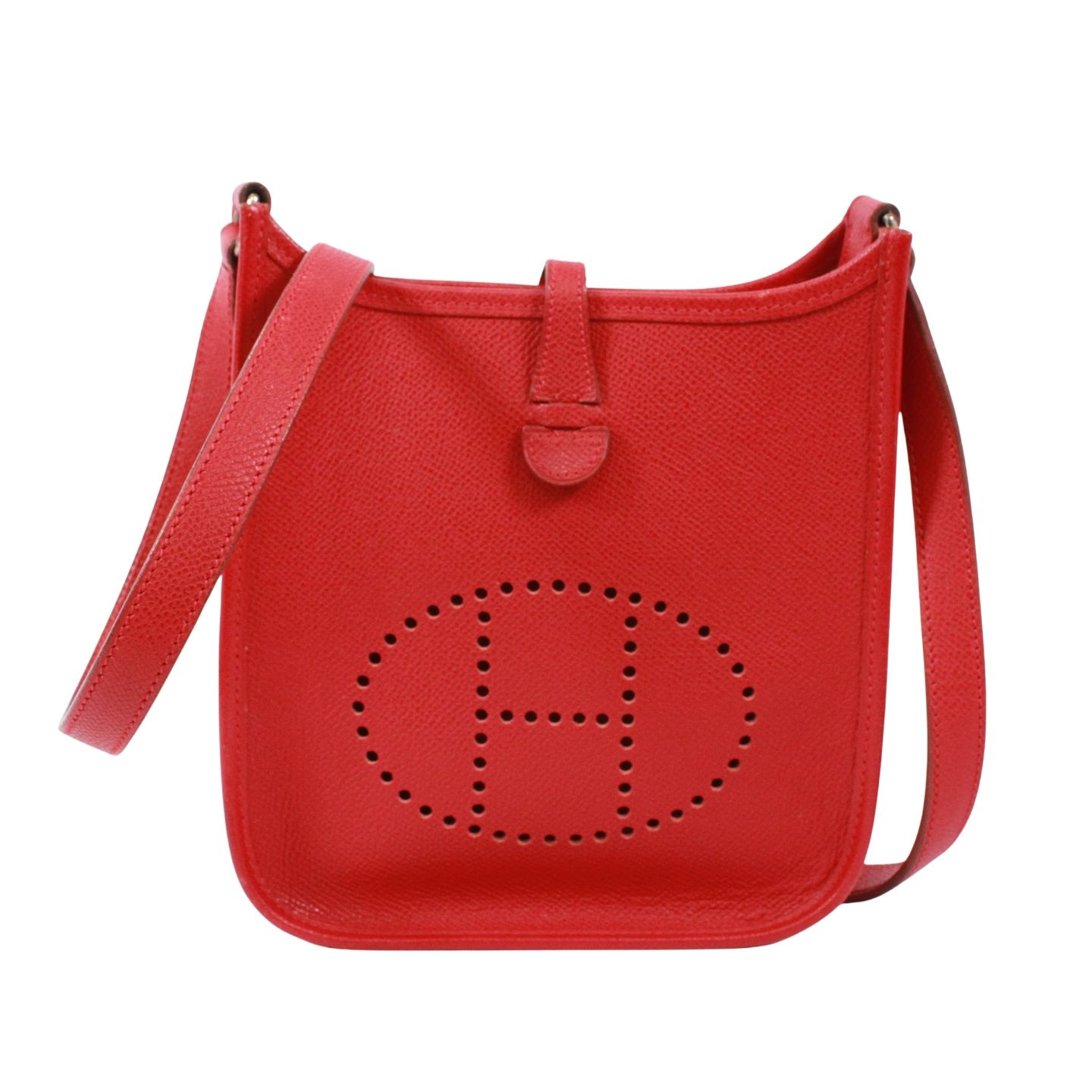 HERMES エブリン TPM ヴォーエプソン レッド ショルダーバッグ シルバー