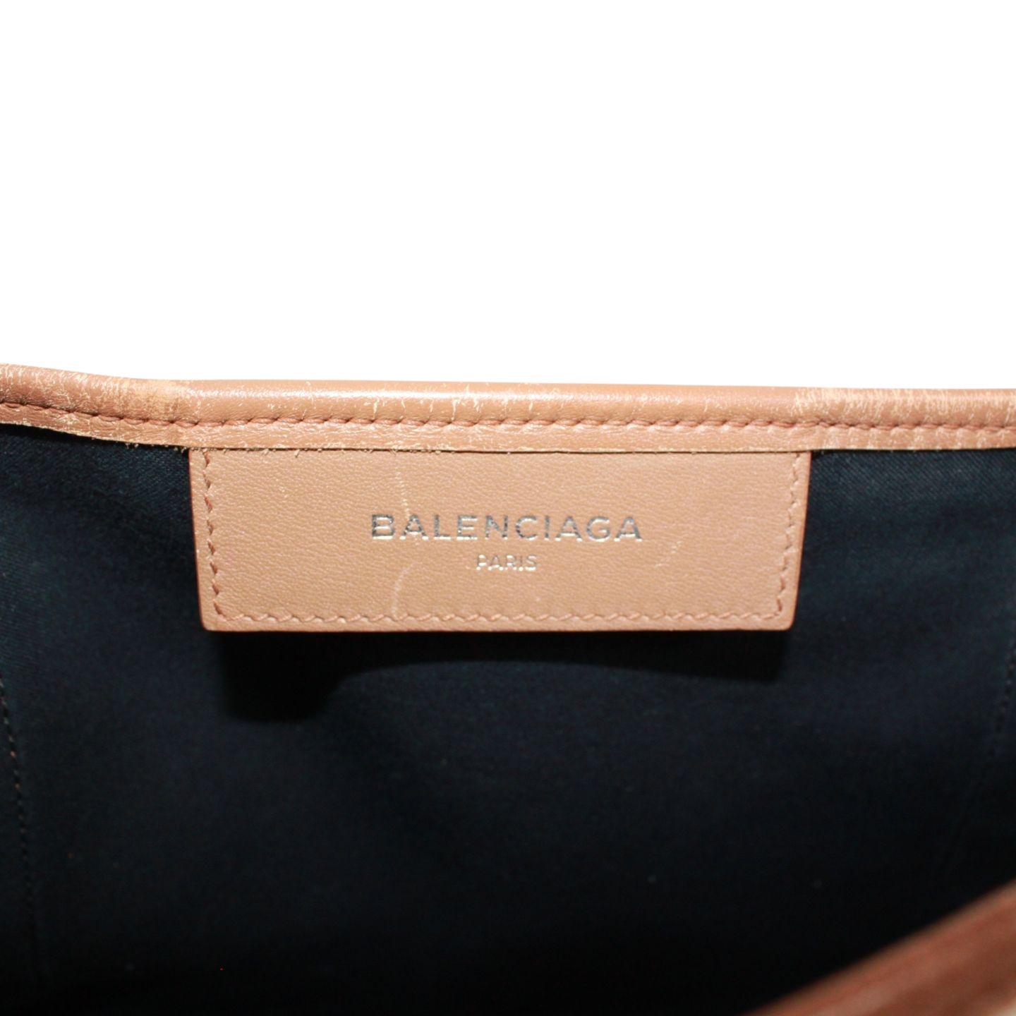 BALENCIAGA NAVY CABAS S ネイビーカバ レザー×キャンバス ブラウン 