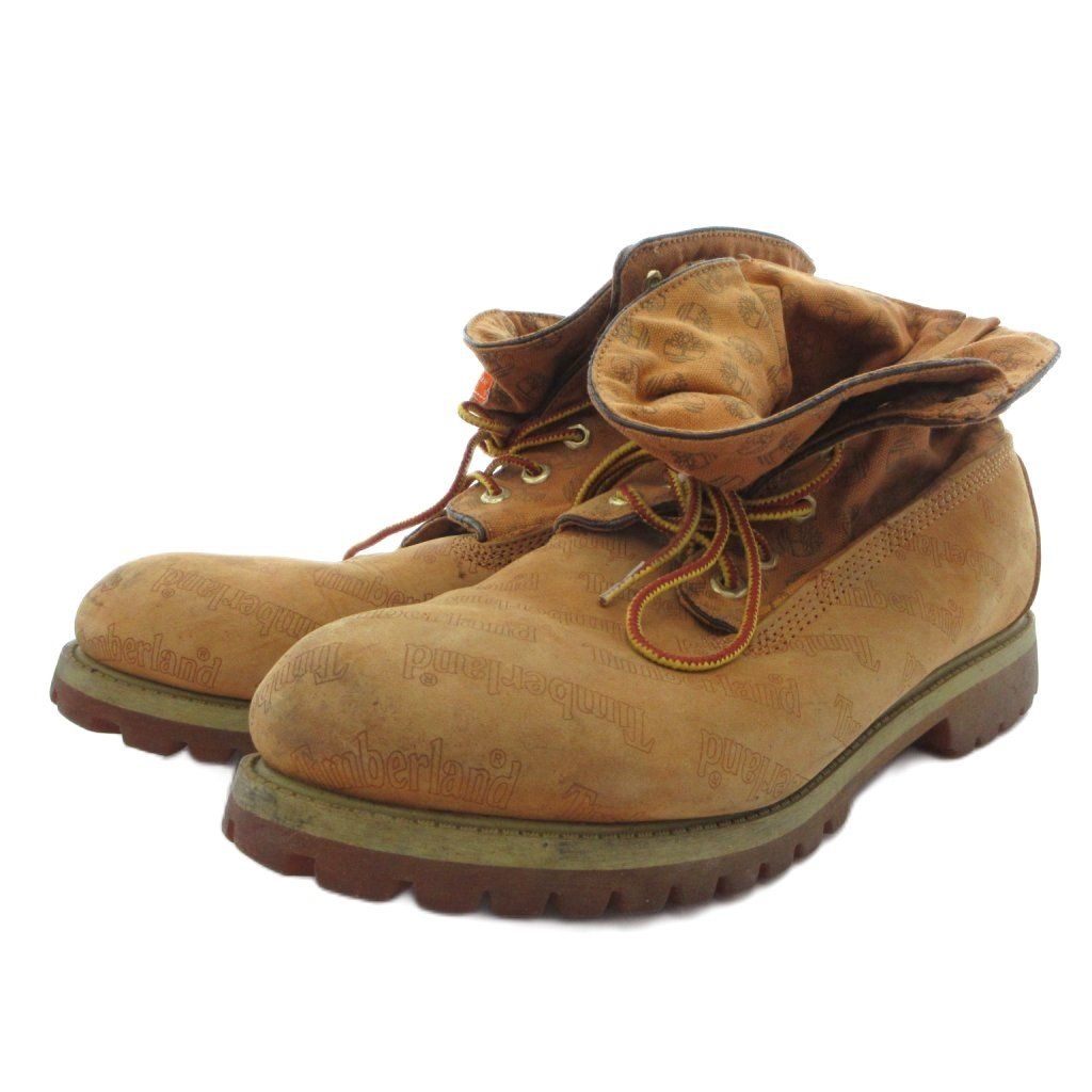 ティンバーランド Timberland ブーツ レースアップ ロールトップ ロゴ 総柄 11M 16036 8840 茶 ブラウン /FF