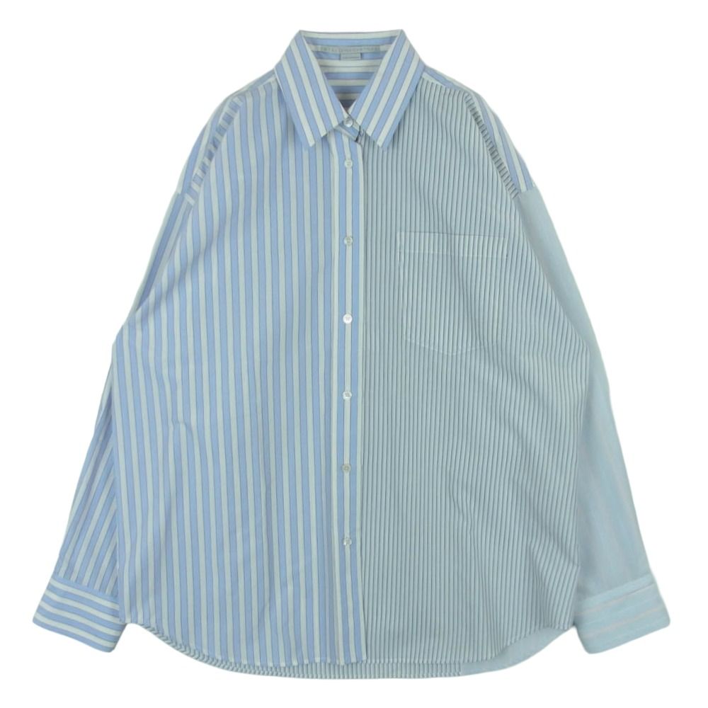Stella McCartney ステラマッカートニー クレイジーパターン ストライプ 長袖 シャツ ライトブルー系 ホワイト系 42【美品】【中古】