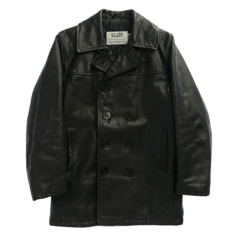 schott ショット USA製 U,S,74ON PEA JACKET レザー ジャケット ブラック系 34【中古】