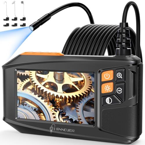 【新品】ファイバースコープ 内視鏡 工業用内視鏡 Ennovor 5m半剛性ケーブル 4.3インチ 1920P IPSスクリ-ン 調節可能な8個のLEDライト マイクロスコープ IP67防水 充電式 スネークカメラ 車整備 配管検査 年末掃除 5e902161