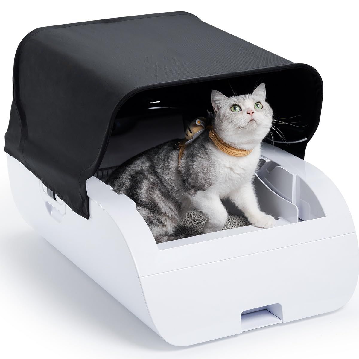 【新品】トイレ 自動 猫トイレ 大型: 自動清掃 バッテリー内蔵 センサー付き システムトイレ テント式 3.5Lゴミ箱 屋内用 多頭飼い ポータブル 飛び散り防止 留守番対応 マンション向け ホワイト 4d87bf55