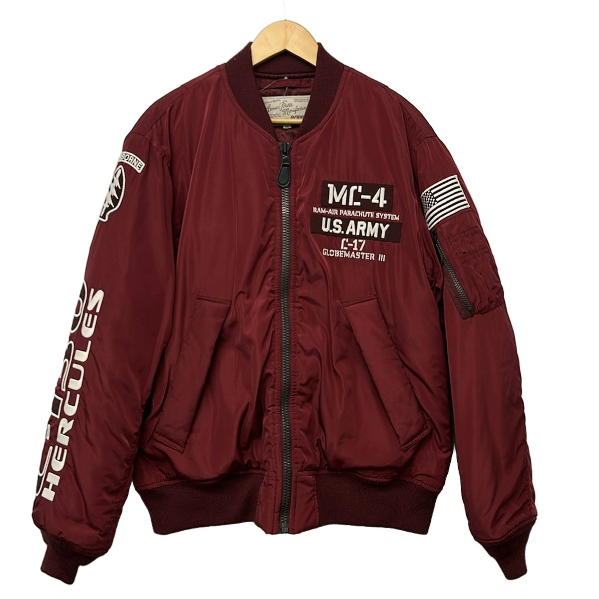 AVIREX(アビレックス) ブルゾン サイズ2XL 2XL メンズ - ボルドー×白 長袖/中綿/秋/冬
