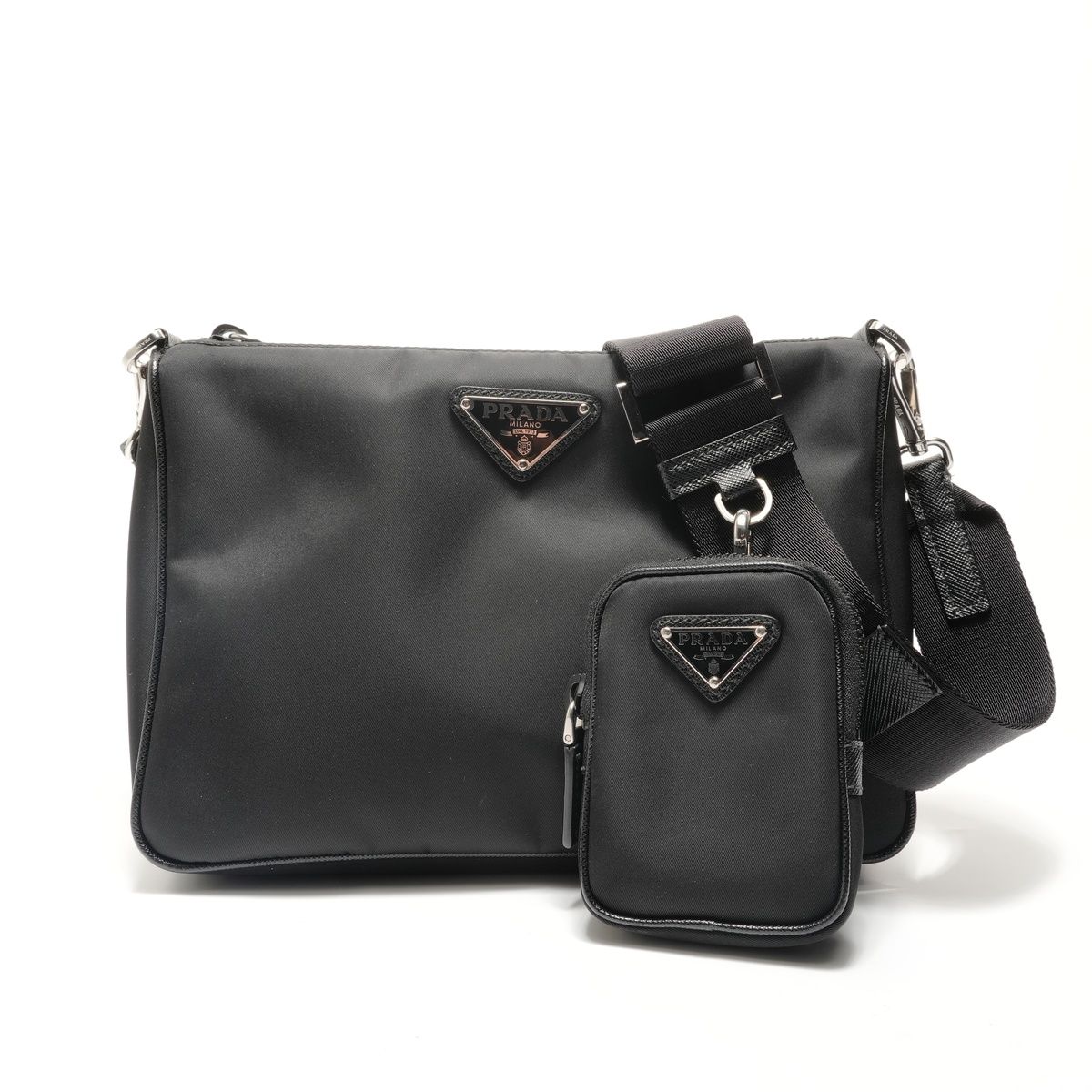 PRADA プラダ ショルダーバッグ 三角ゴプレート ポーチ付き【中古】