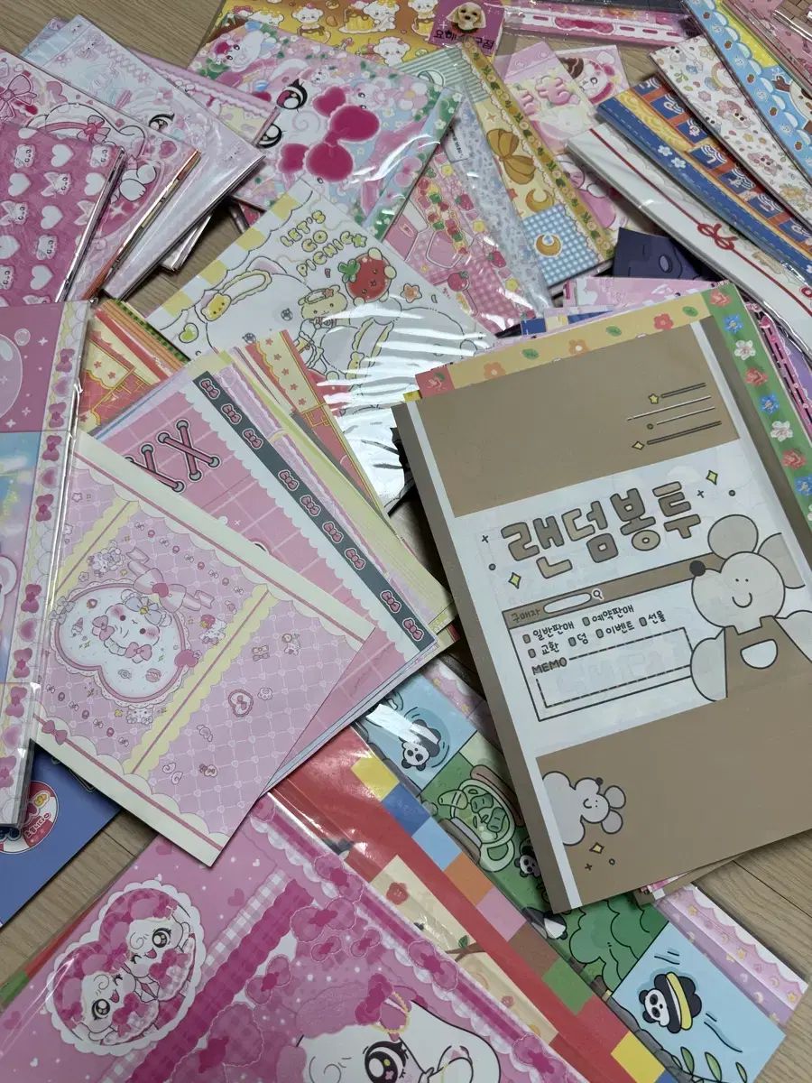 韓国雑貨 文房具 包装用品 包装紙 IN 自家製封筒 メモ用紙 スティッカー シール