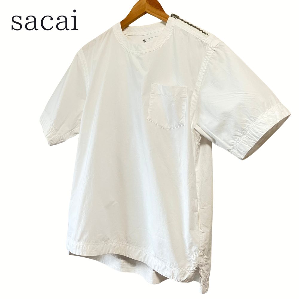 sacai サカイ ジップデザイン シャツ 白ブラウス / Shoulder Zip Shirt