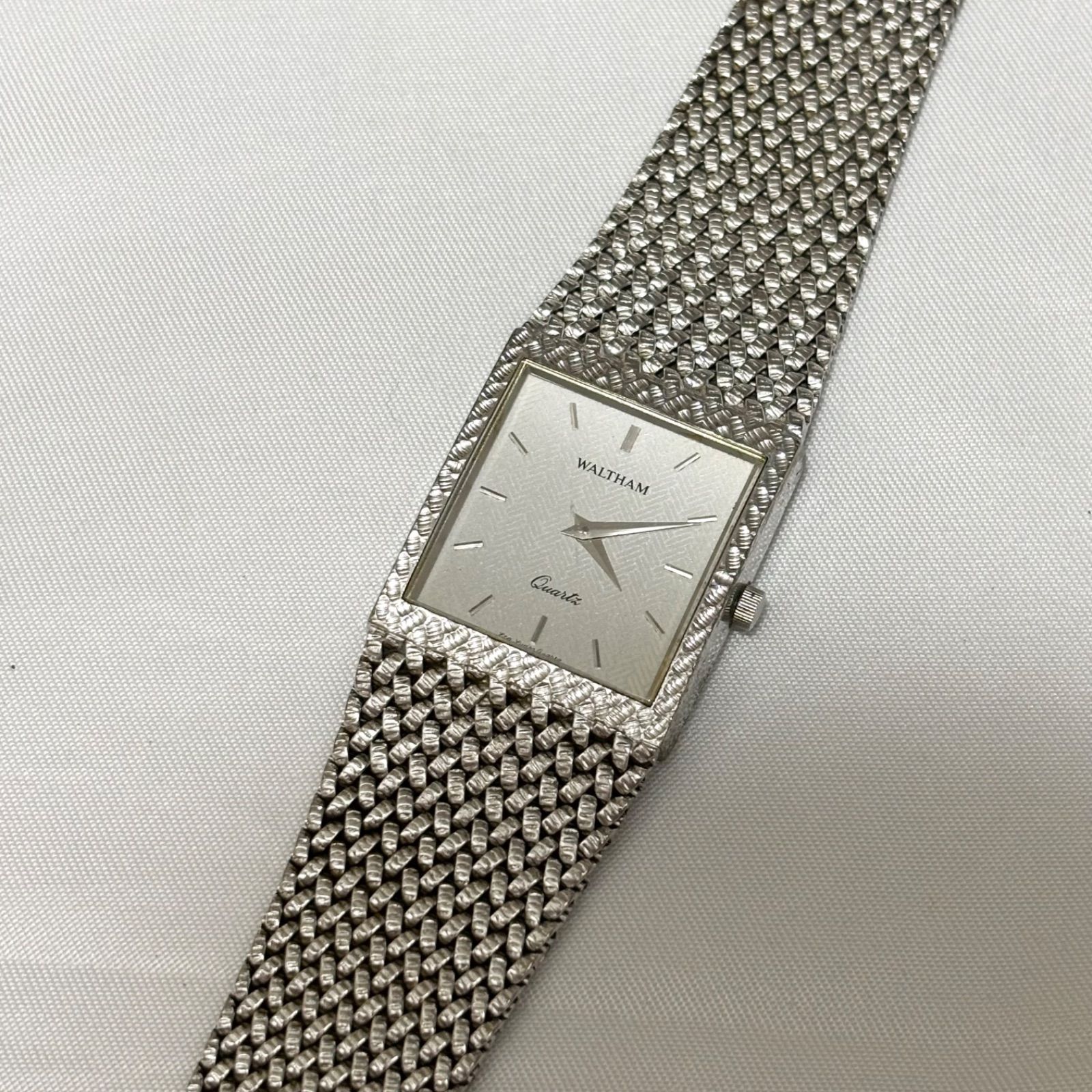 【送料無料】WALTHAM/ウォルサム/シルバー/クォーツ腕時計/電池切れ/動作未確認/中古品/ジャンク品扱い