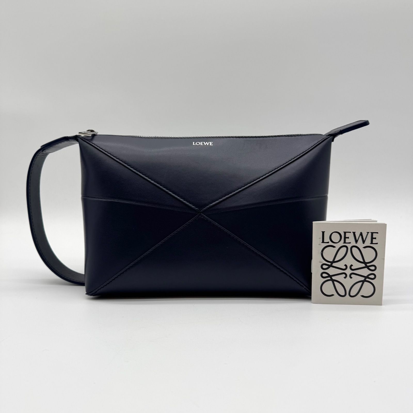 未使用級✨LOEWE ロエベ ハンドバッグ パズルフォルド ウォッシュバッグ レザー ブルー