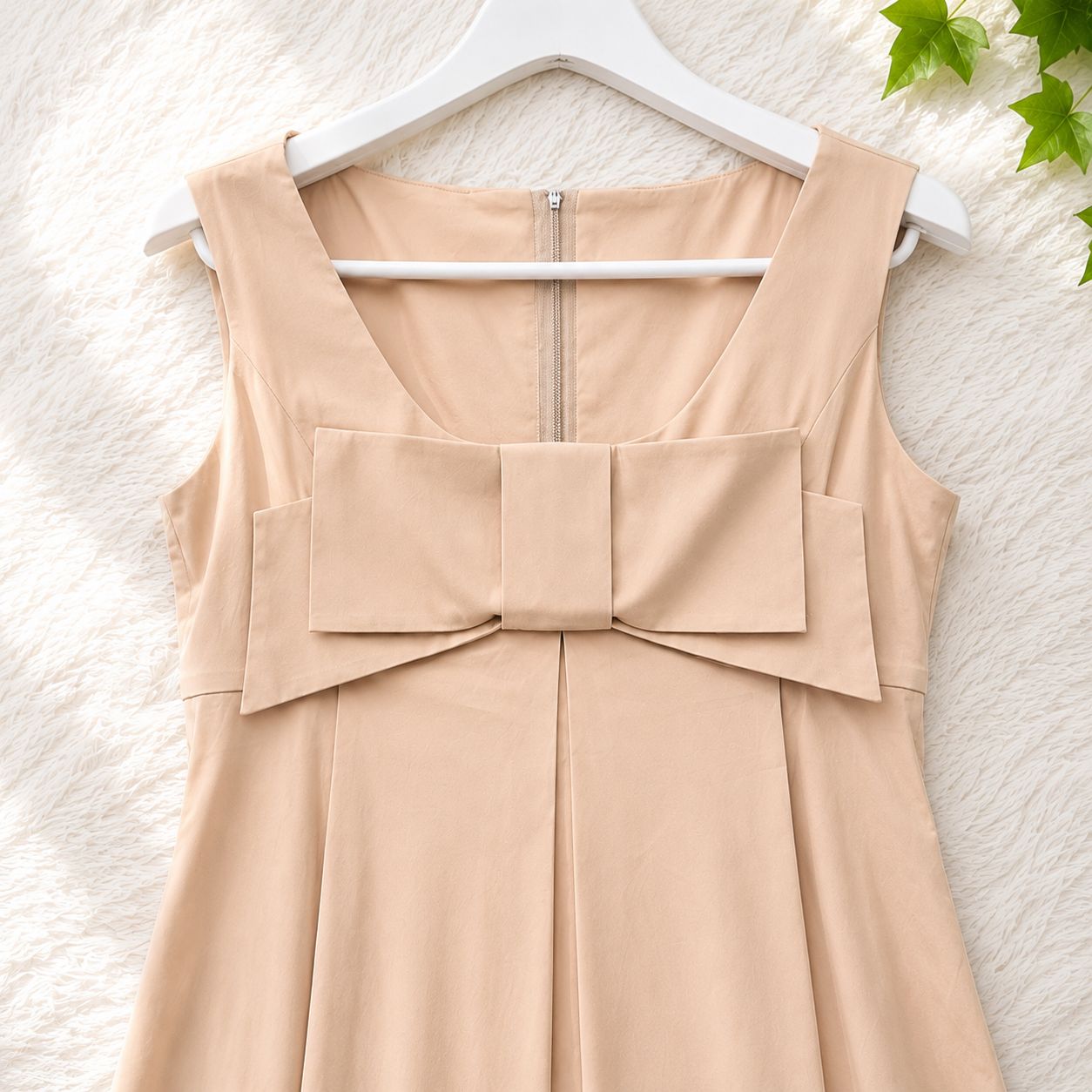 FOXEY NEW YORK フォクシー リボンデザイン ワンピース 40 ベージュ
