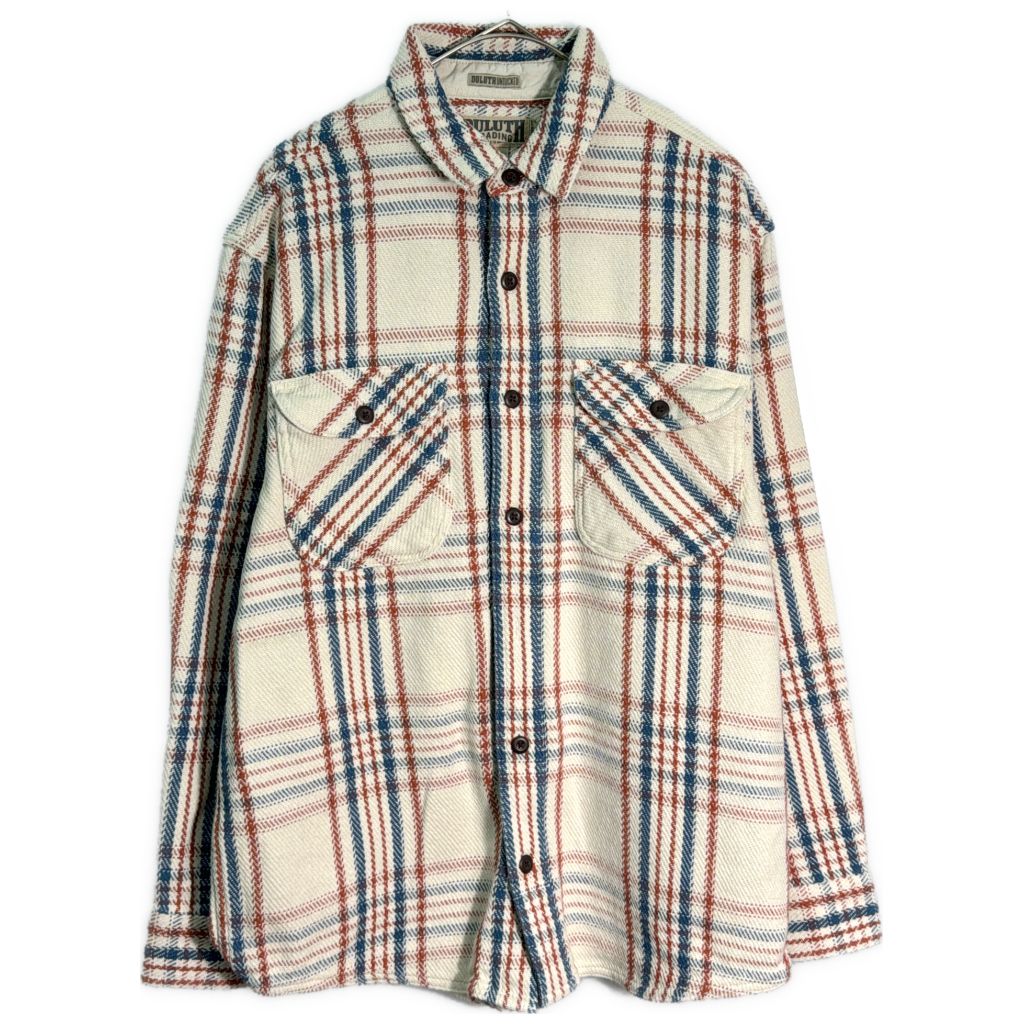 DULUTH TRADING 長袖シャツ チェック アイボリー(メンズ M)中古 古着 Y1419