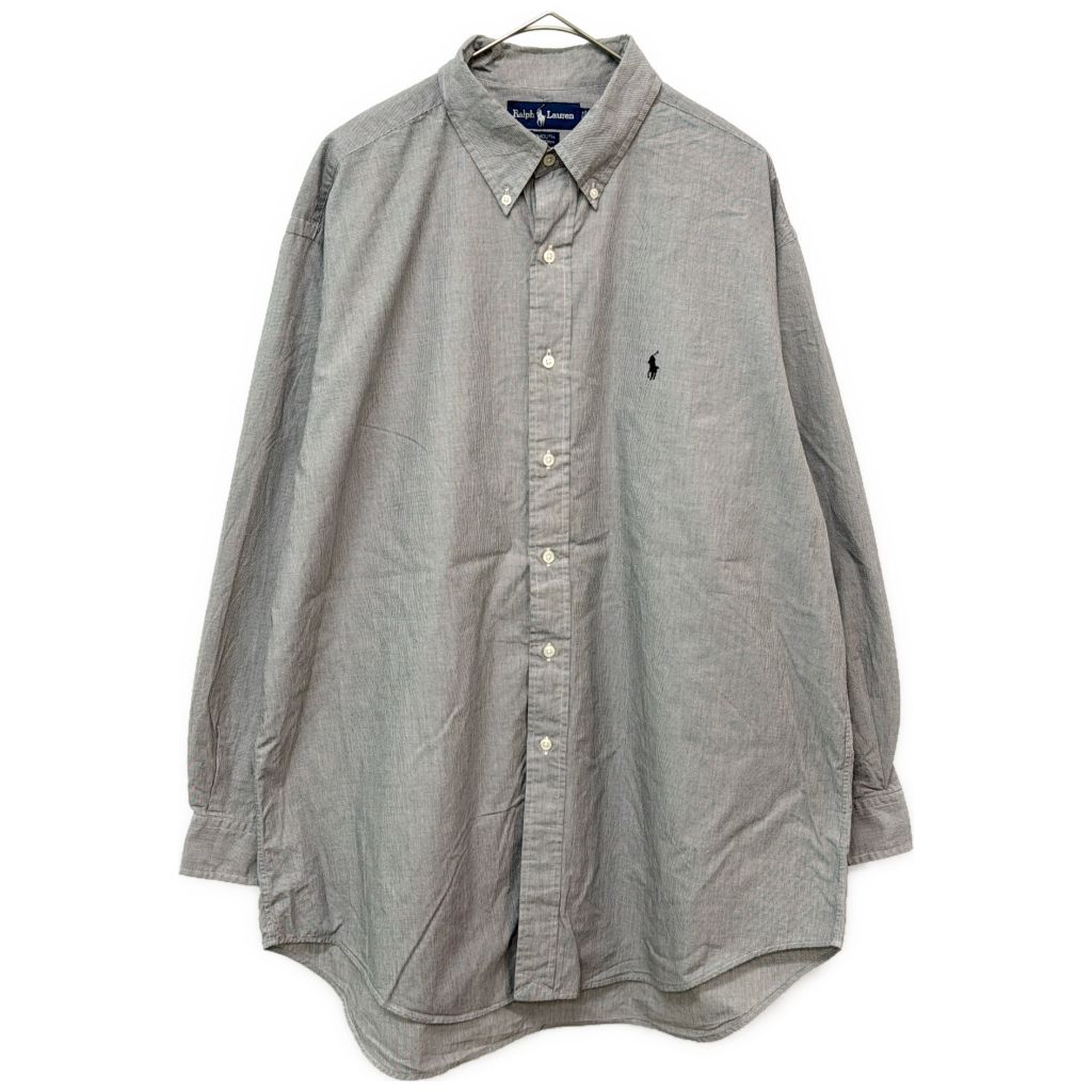 RALPH LAUREN ラルフローレン YARMOUTH ワンポイントロゴ ボタンダウン 長袖シャツ グレー(メンズ 17)中古 古着 Y1443