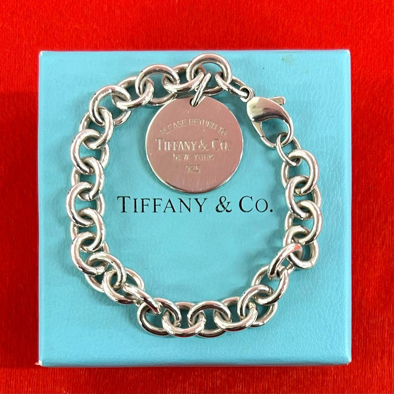 極 美品 TIFFANY&Co. ティファニー リターントゥ ラウンドタグ ブレスレット シルバー925 チェーン アクセサリー シルバー 34792