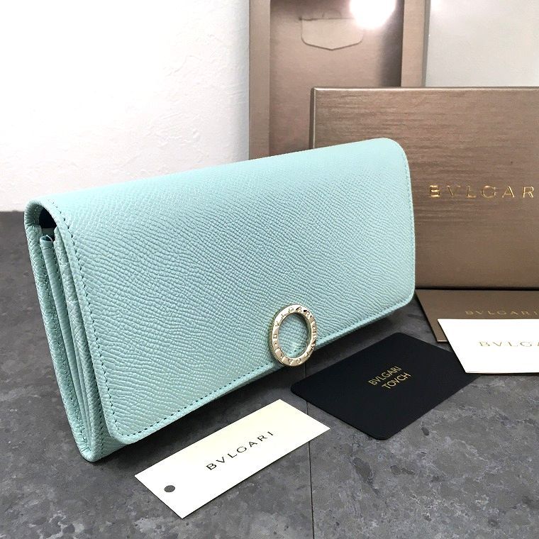 送料込み！ 未使用品 BVLGARI 長財布 ライトブルー レザー ブルガリブルガリ 箱付き 272