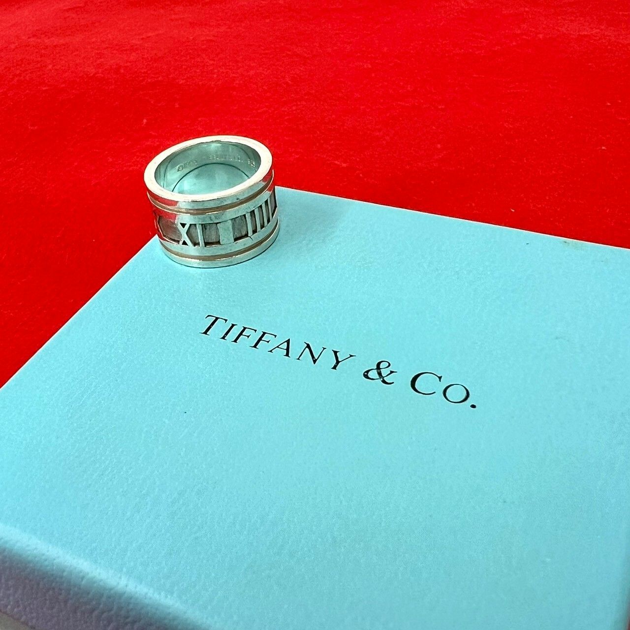 極 美品 TIFFANY&Co. ティファニー アトラス ワイド リング シルバー925 指輪 8号 アクセサリー レディース メンズ シルバー 99660