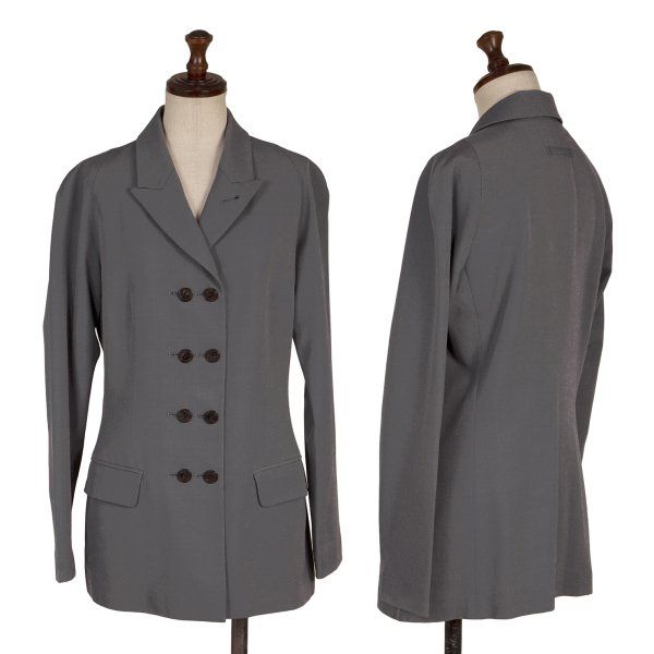 ジャンポールゴルチエ クラシックJean Paul GAULTIER CLASSIQUE ウール混ダブルボタンピークドラペルジャケット グレー40