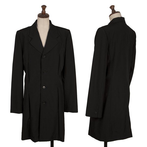 コムデギャルソンCOMME des GARCONS ウールトロスリットポケットロングジャケット 黒M
