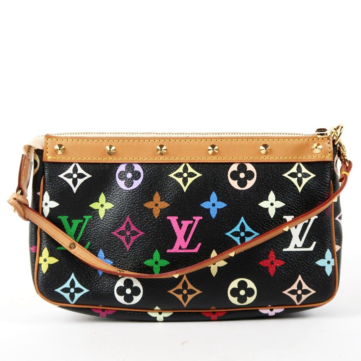 【超美品】LOUIS VUITTON ヴィトン マルチカラー ポシェットアクセソワール アクセサリーポーチ ブラック レディース【UO70】