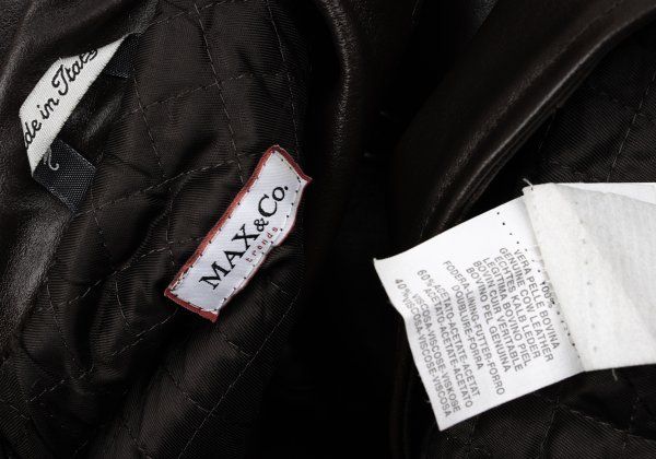 マックスアンドコーMAX&Co カウレザーダブルコート 茶38