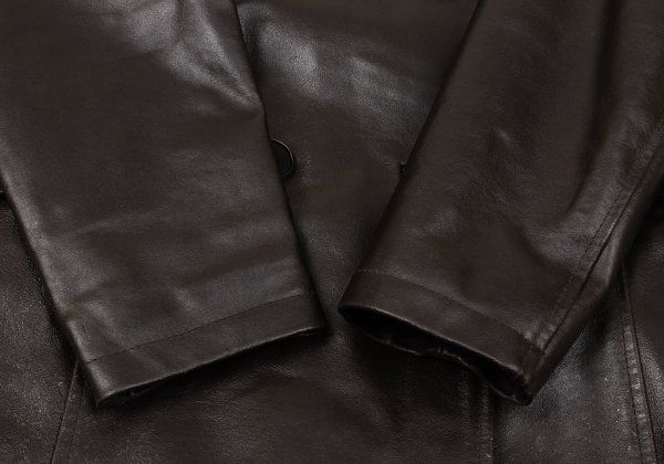 マックスアンドコーMAX&Co カウレザーダブルコート 茶38