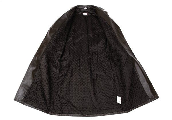 マックスアンドコーMAX&Co カウレザーダブルコート 茶38