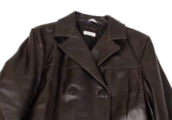 マックスアンドコーMAX&Co カウレザーダブルコート 茶38