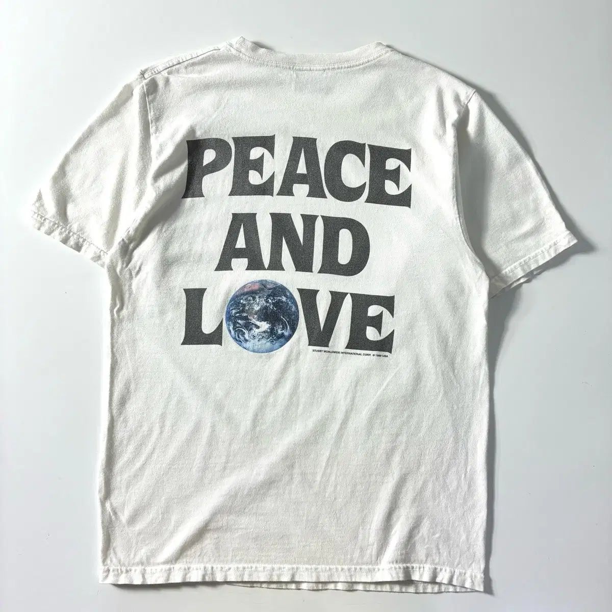 STUSSY ステューシー ピース アンド LOVE 白 半袖 Tシャツ